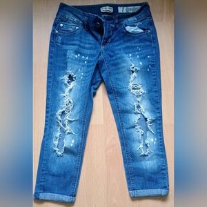 Indigo Rein Distressed Capri Jeans Size 1